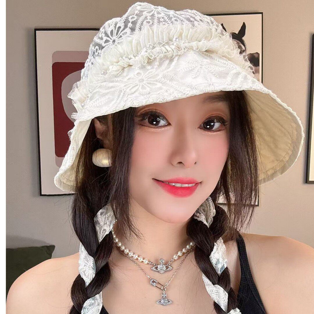 欧根纱夏季薄款防晒帽子女沙滩帽