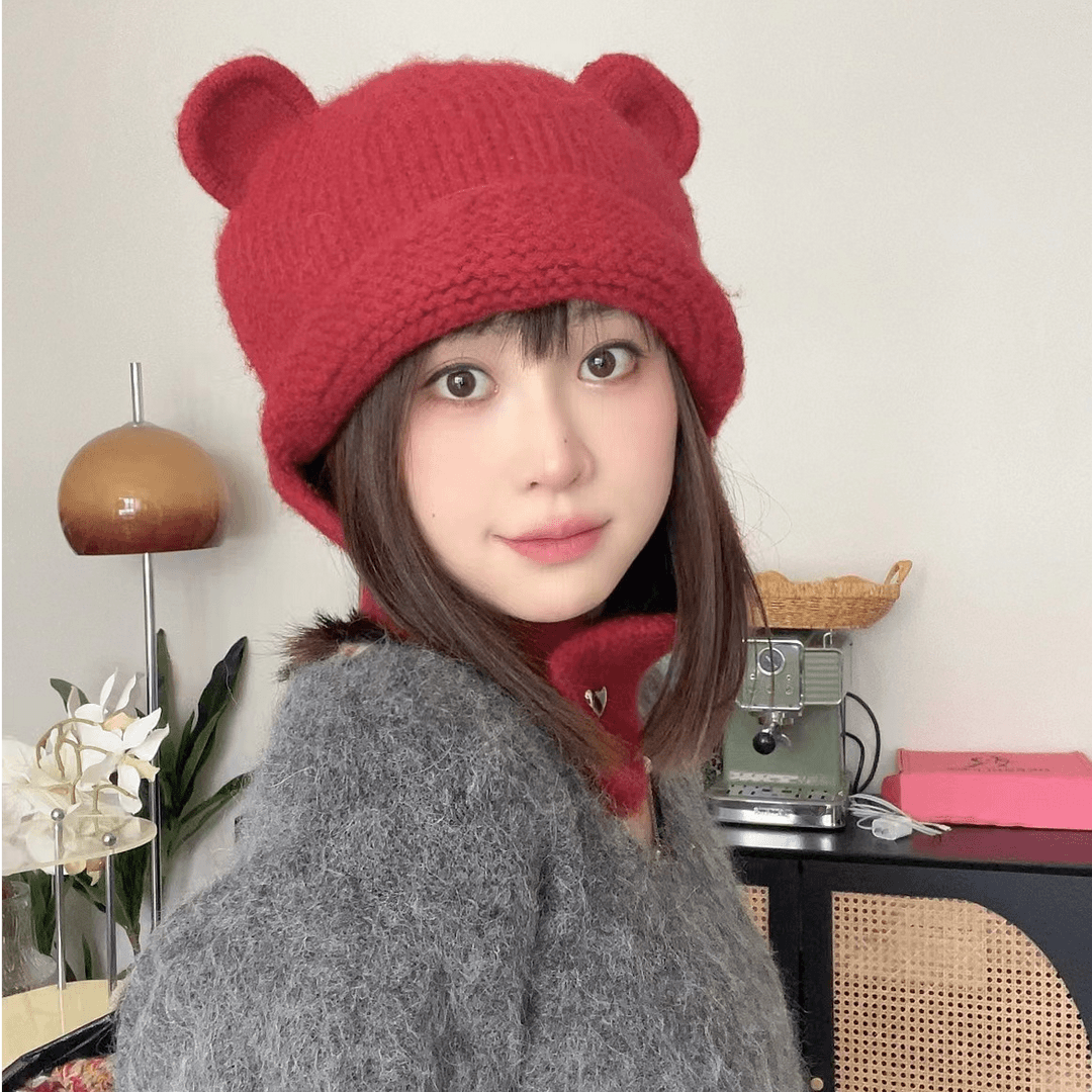 毛线帽子新款防寒日系可爱秋冬