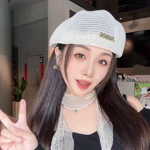 韩版潮流薄款贝雷帽子女夏季透气定型前进帽反戴立体显脸小画家帽