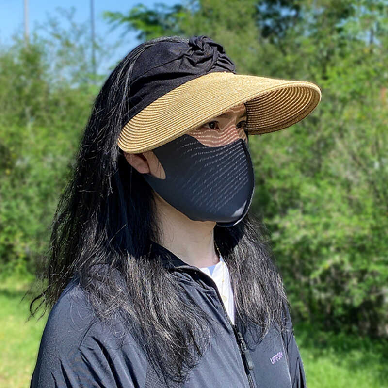 拉菲草空顶帽子女夏季遮阳防晒帽