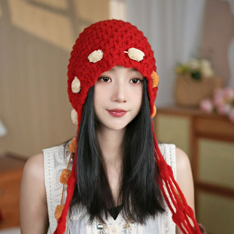 可爱甜美民族风针织毛线帽子女秋冬季保暖帽护耳文艺流苏帽显脸小,服饰配件/皮带/帽子/围巾,帽子,淘宝优惠券,粉丝福利购,淘宝优惠卷