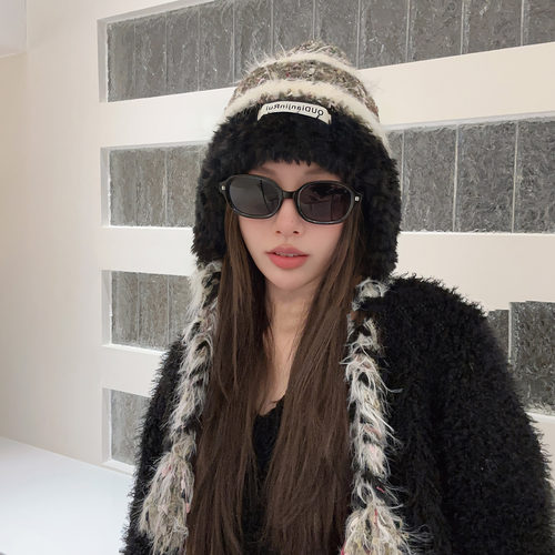 加绒毛线帽护耳保暖帽防寒显脸小