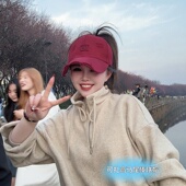 韩版 可扎高马尾户外防晒帽显脸小 潮流破洞刺绣字母棒球帽子女夏季