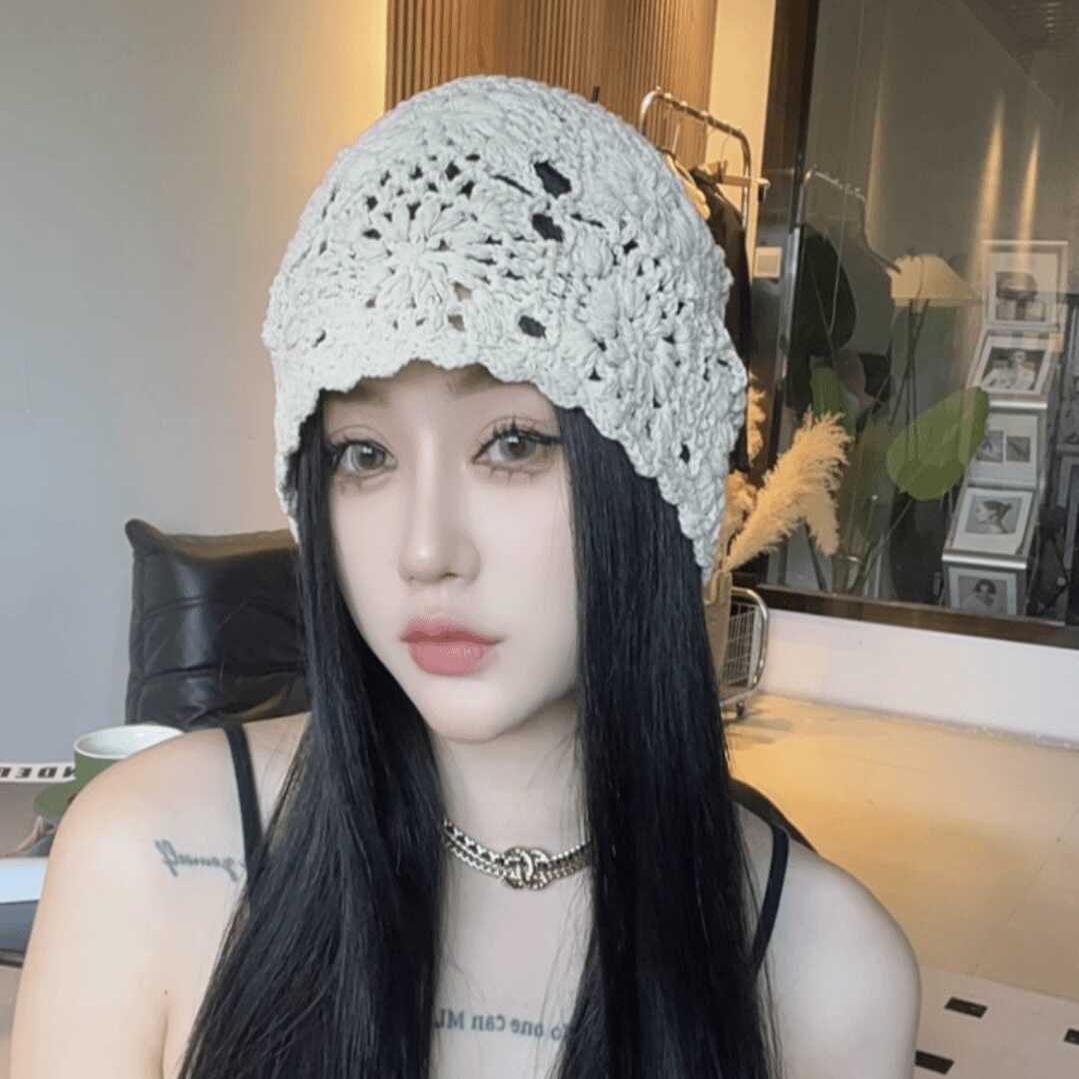 韩版休闲针织帽鞠婧祎同款显脸小百搭文艺手工帽子女春秋纯色帽潮