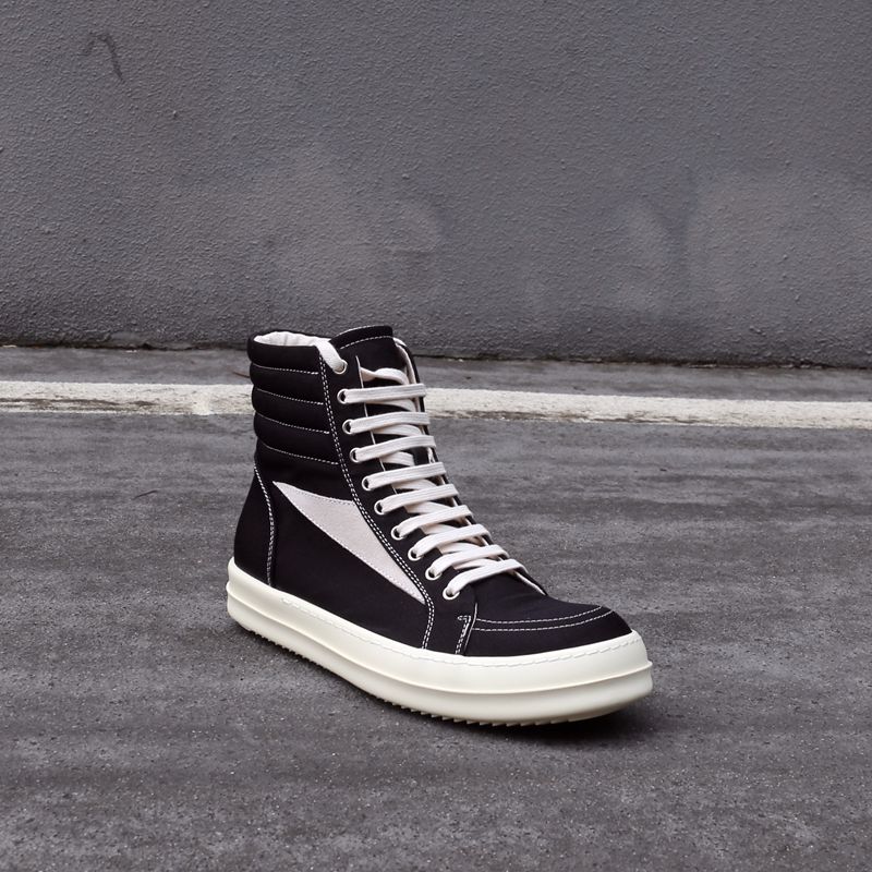 24S新款高帮斜纹布R高街潮男鞋0男女厚底倒三角中帮靴子时尚洲站