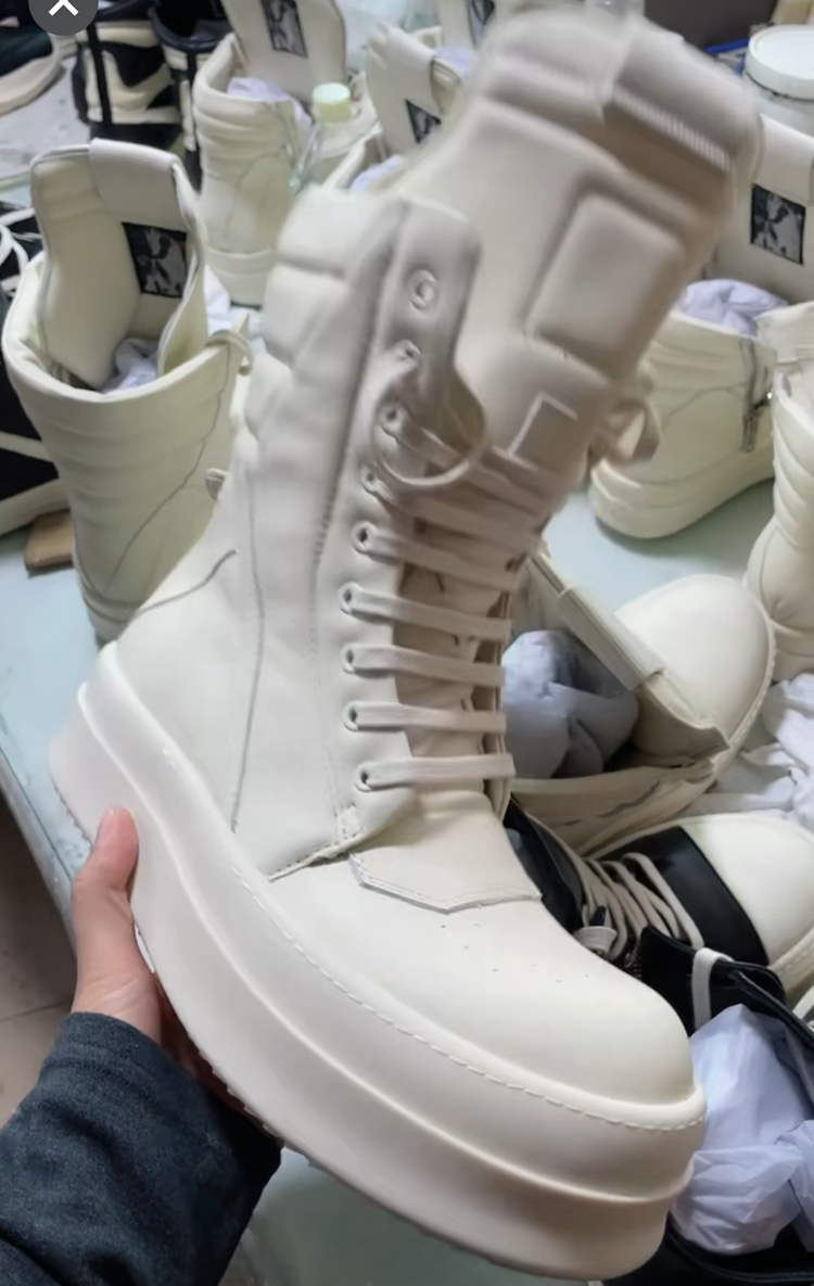 thumbnail for R0 high-top flatform street tide men's and women's cargo boots inverted triangle high street cowhide high heel sky-high 6CM platform shoes