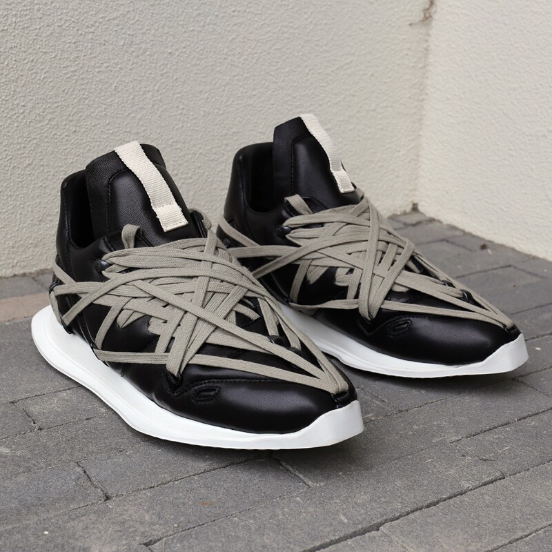 韩版低帮个性编绑带潮鞋欧洲站休闲男鞋ro时尚潮男松糕厚底增高