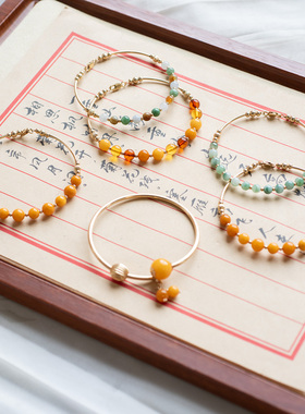多款|蜜蜡翡翠手镯手链美国14K包金保色手环小众简约细百搭文艺女
