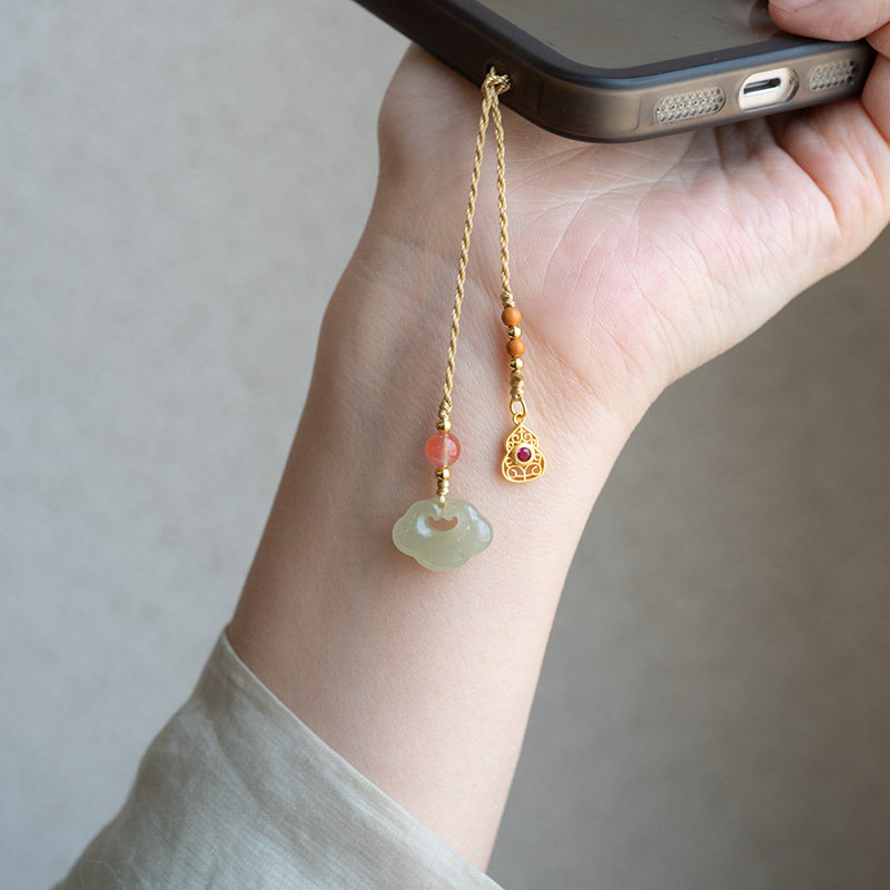 和光同尘|和田玉如意锁手机挂件链子包挂钥匙配饰扇坠子古风中式,节庆用品/礼品,手机链,淘宝优惠券,粉丝福利购,淘宝优惠卷