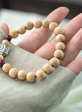 六字箴言|原创桃木手链手串朱砂925银六字真言简约女中式日常百搭