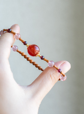 采薇|原创红玛瑙手串简约新中式文艺手链百搭日常清新草莓晶手链
