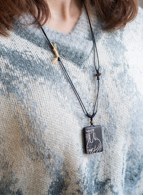 生肖马牌项链本命年毛衣链吊坠沉贵宝木质手工原创定制刻字男女款