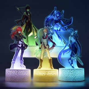 同人谷同人原神周边小夜灯无缝夹层内印丽莎谷子店小夜灯CNC精雕