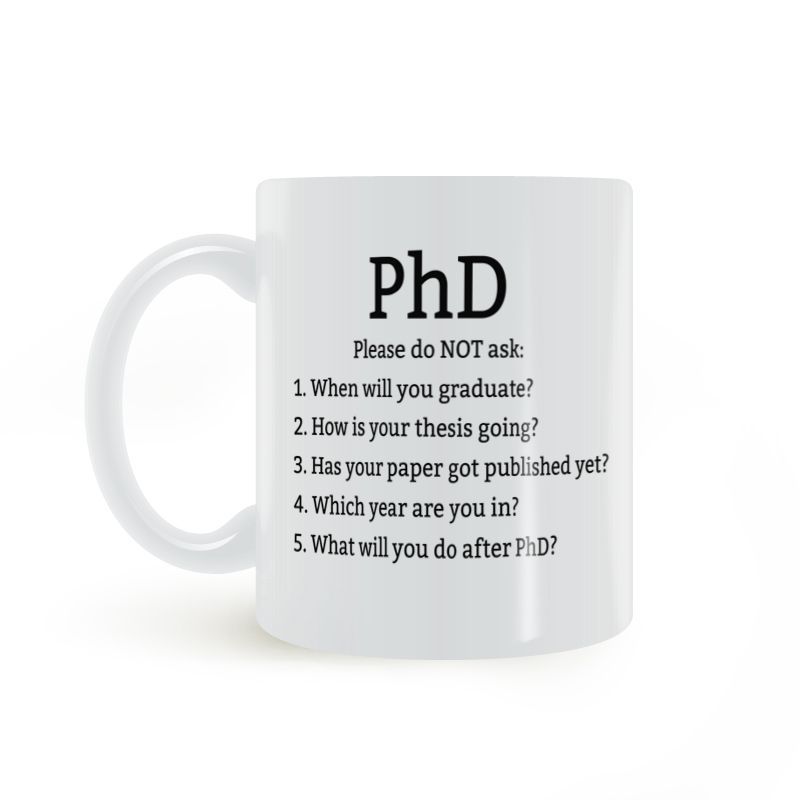 PhD博士的5个提问马克杯送礼物陶瓷水杯学生老师同学生日过节礼物