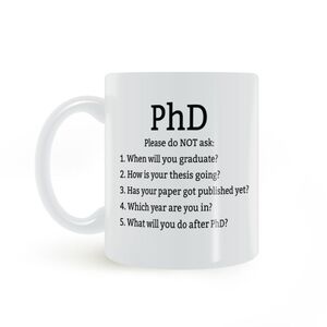 PhD博士的5个提问马克杯送礼物陶瓷水杯学生老师同学生日过节礼物