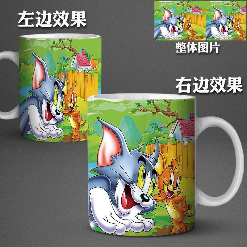 汤姆猫和老鼠杰瑞Tom and Jerry少儿可爱小孩陶瓷水杯马克杯带盖