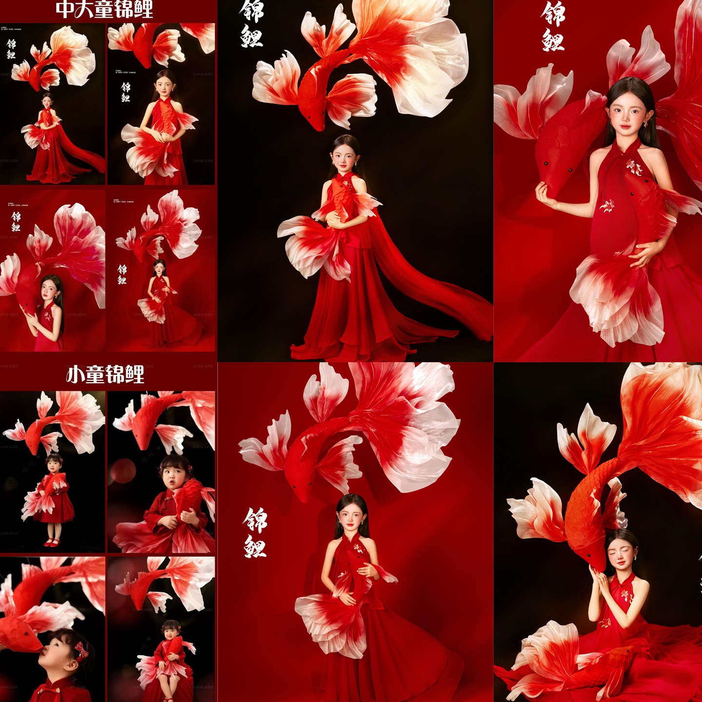 LOOK潮童锦鲤新中式红色儿童摄影加盟一区一家版权样片影楼主题服