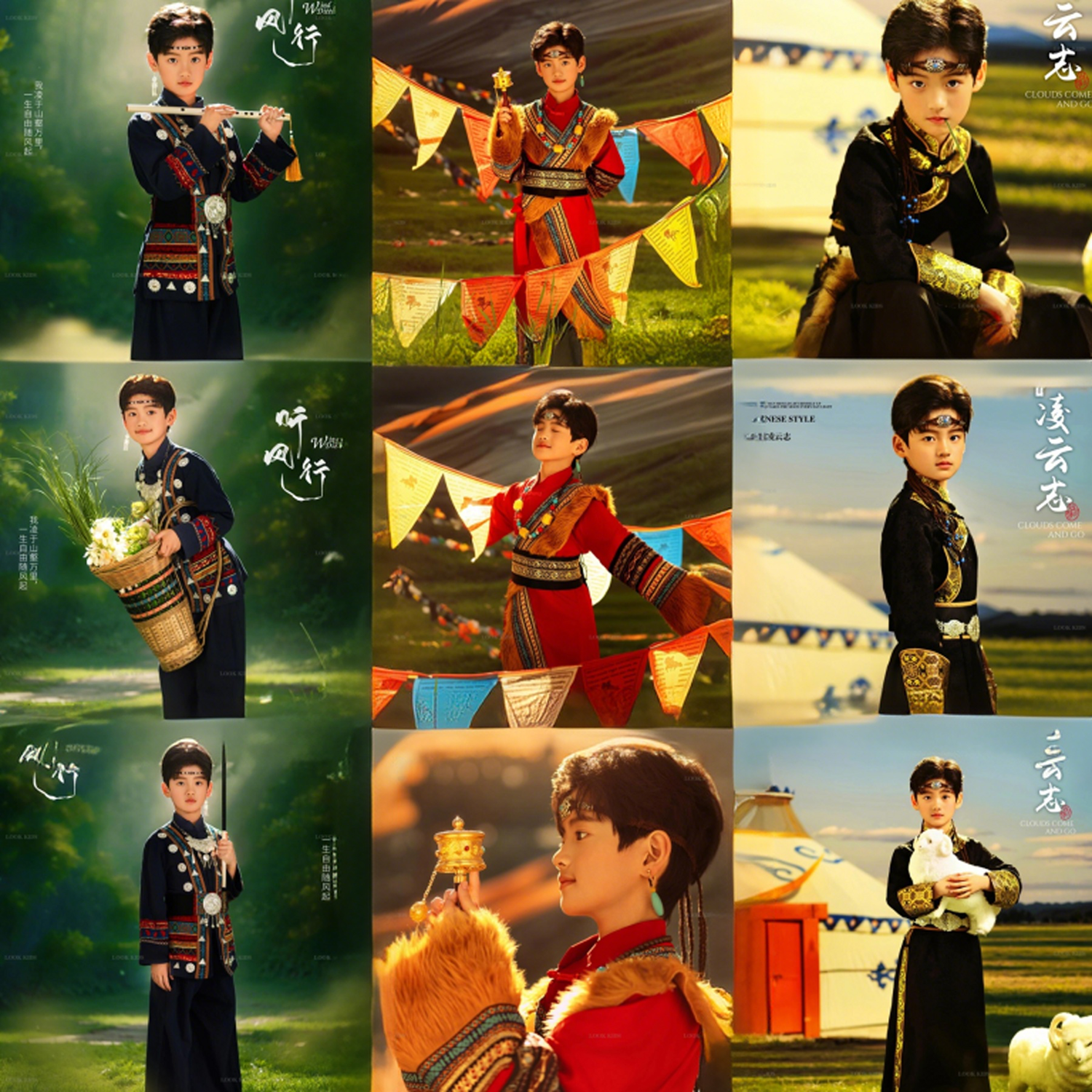 LOOK潮童样片加盟儿童摄影服装影楼拍照主题少数民族男童中国男孩