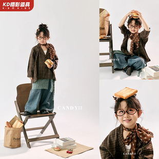 儿童摄影服装影楼拍照主题2025年新KD道具牛仔裤潮童2岁照相衣服