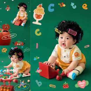 包租婆假发儿童摄影服装影楼拍照主题网红网红款2024年新百天周