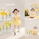 多巴胺黄色吊带连衣裙女童公主裙儿童摄影服装 影楼拍照主题2026新