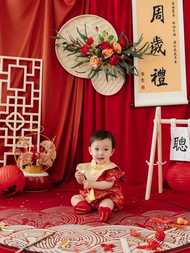 新中式男女宝宝周岁抓周