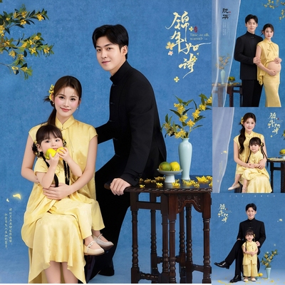 影楼新中式国风全家福摄影服装