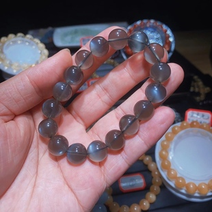 新品黑体银月光手串透体银月光石手链银光猫眼黑月光黑灰体月光石