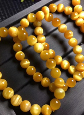 新品天然金虎眼单圈手链8-14mm大颗粒手串虎睛石金眼男女款礼物饰