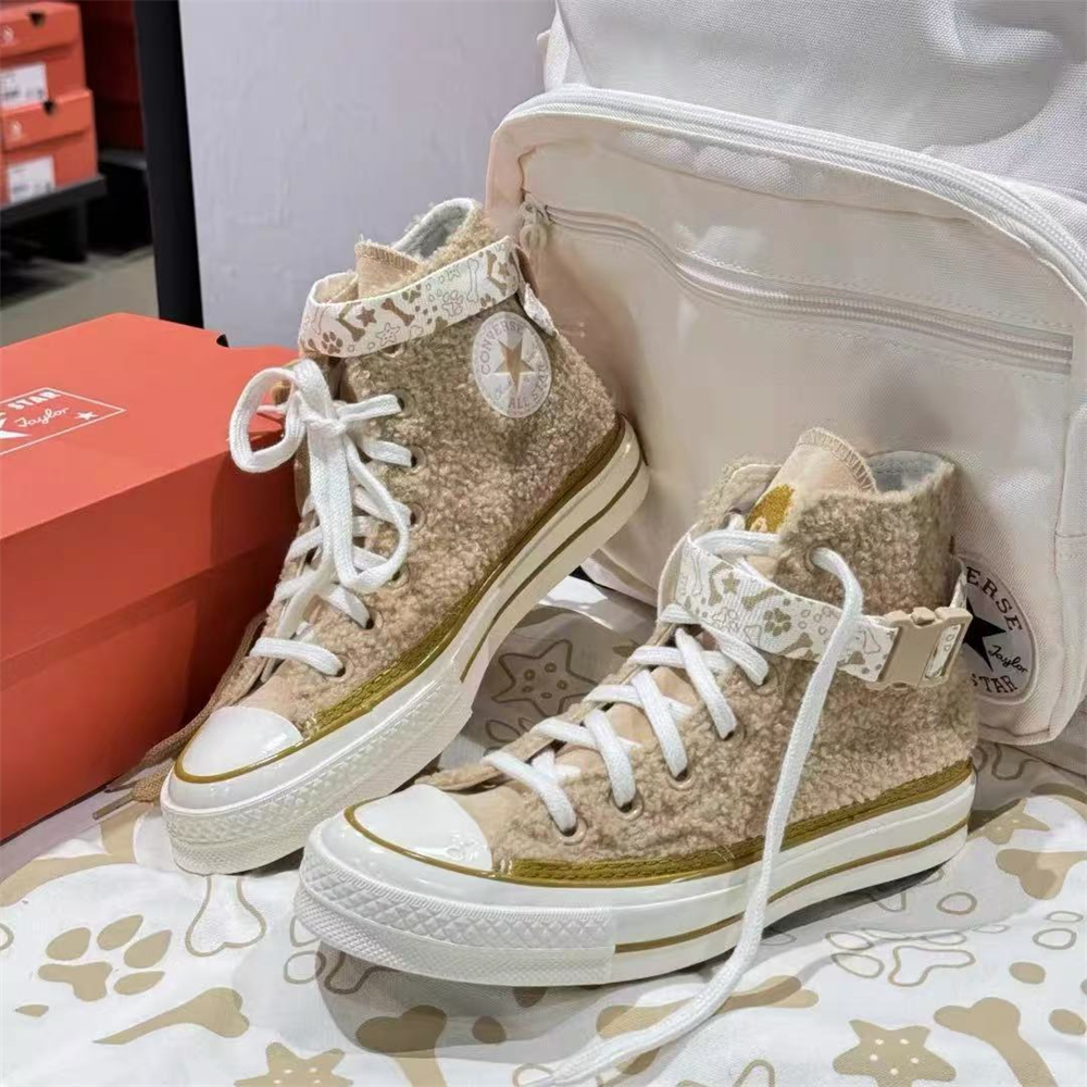 CONVERSE匡威1970S萌宠系列泰迪狗狗1970s摇粒绒高帮鞋A08163c