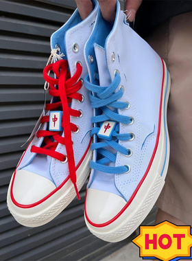 匡威1970S鸳鸯白蓝红中麻将可撕布步步升发中国风帆布鞋 A04283C