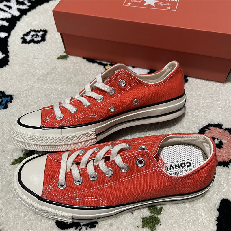 Converse匡威1970S经典休闲男女款亮橘色低帮帆布鞋 168037C