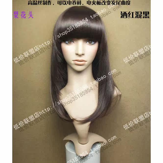 丝萱假发套女头套头发哑光高温微弯平齐刘海梨花头短发短卷发包邮