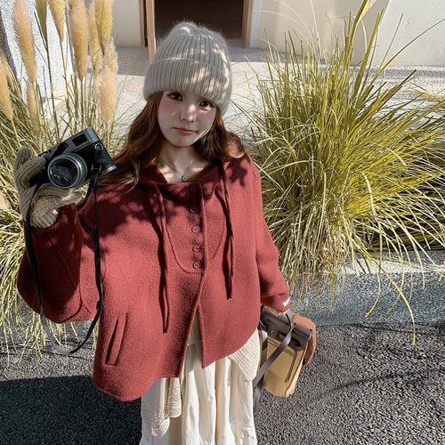 【现货首发】连帽双面羊绒羊毛大衣外套双面呢w398 P235 K359