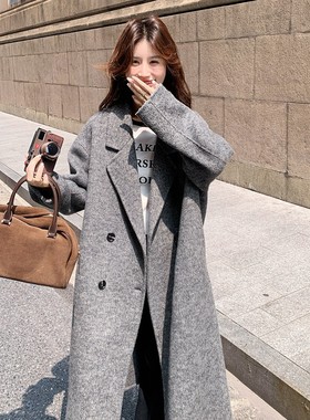 2C291欧美时尚大牌灰色百搭羊毛大衣Y1381-P295-K599