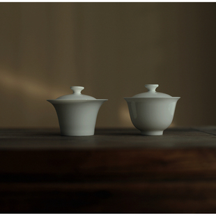 |叙白|蛋壳岩茶小盖碗 潮州骨瓷茶具特薄  薄胎 大开口 马蹄防烫