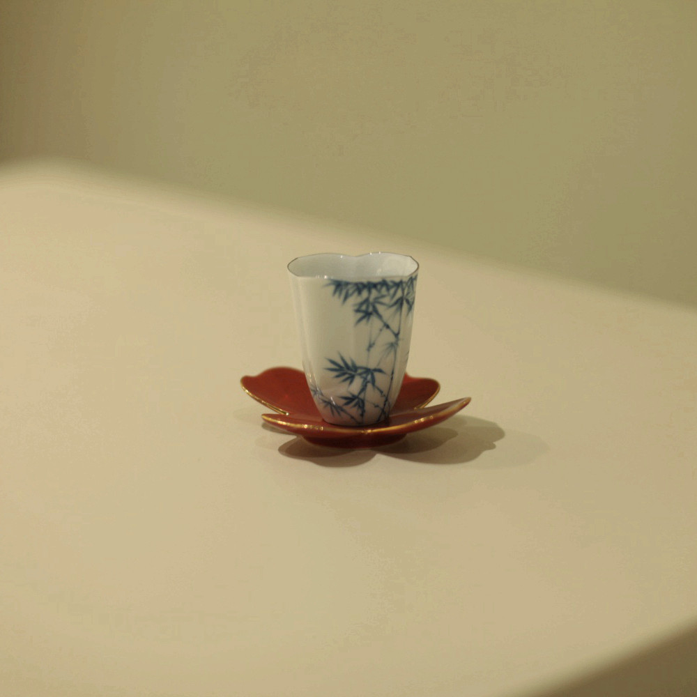 |竹逸|荷口闻香杯 聚香杯 手绘品茗杯 高身杯 客杯 杯垫 釉下彩图片