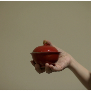 |亦宋书院|《故宫红》小旦盅 盖碗 红色糖水盅 红色 中式甜品碗