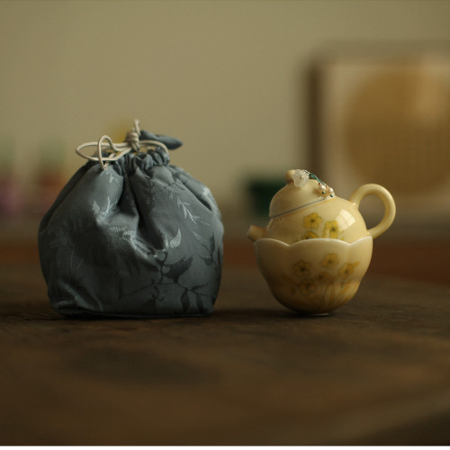 |勿念|《姜黄釉》水仙花小品壶 一人饮一壶一杯 茶壶茶杯收纳
