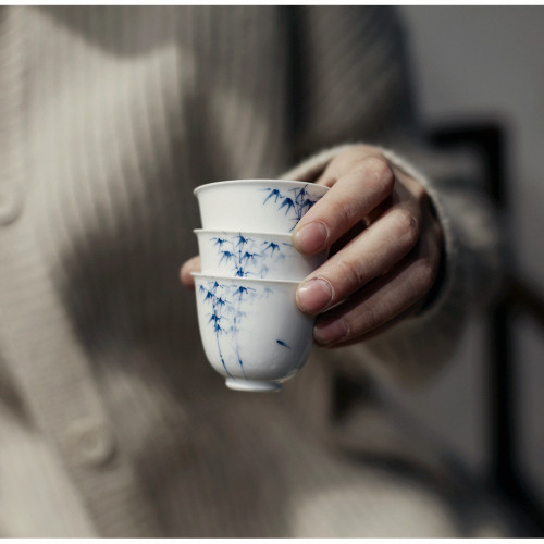 釉下彩手绘茶具茶杯品茗杯
