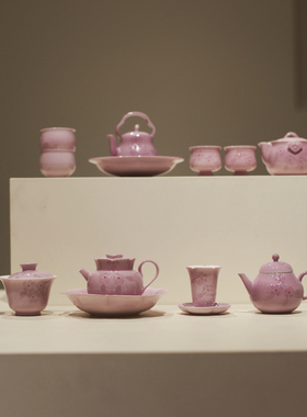 |勿念|《云霞紫粉紫》传统中国色系列 茶具盖碗茶壶整套 茶杯紫色