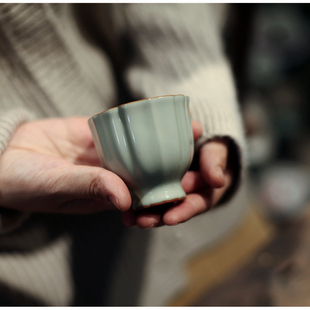 |亦汝|汝窑世家 菱花主人杯 晓芳窑天青色 汝瓷  茶杯  开片