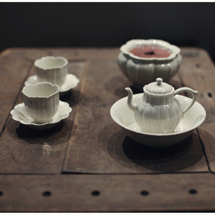 《草木灰》南瓜茶壶 小品壶 茶壶 陶瓷 文人茶器 茶杯 整套