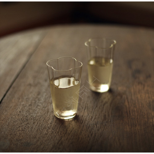 |叙透|花朵绿茶杯 茶杯玻璃 水杯 海棠 高硼硅高透玻璃