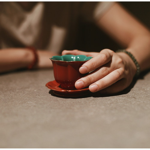 |工匠家品|《故宫红》花口主人杯   个人杯茶杯红色茶具陶瓷