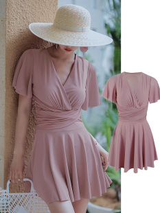 连体分体保守遮肚显瘦宽松泳装 裙式 泳衣女胖mm200斤温泉新款 大码