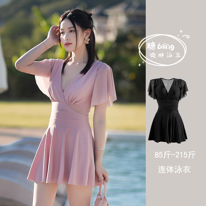 微胖女孩大码泳衣女连体胖mm