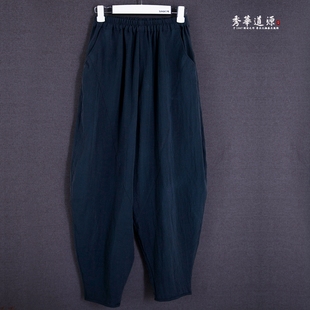 武当秀华道源高质亚麻练功裤休闲裤大腿裤男女同款休闲拼接裤