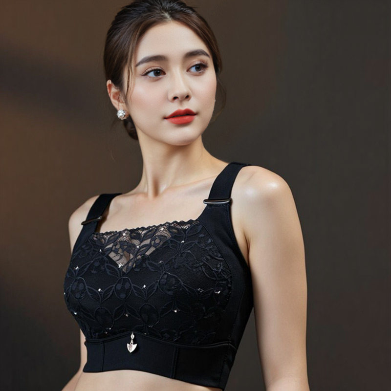 内衣女士薄款大胸显小收副乳防下垂无钢圈文胸防下垂上托胸罩胖mm