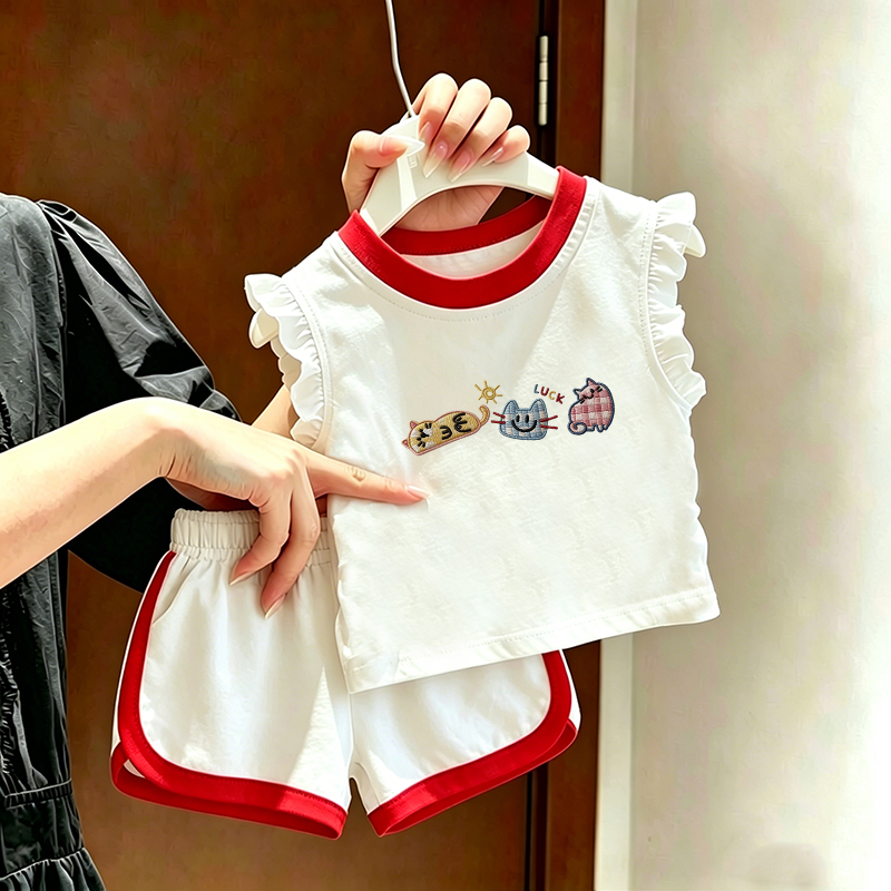 套装2026夏季可爱女童纯棉洋气薄款无袖背心儿童两件套背心短裤潮